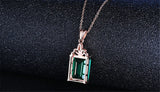 Emerald Gemstone Pendant Necklace 18k Rose Bague Zircon Diamond Jewelry