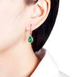 Emerald Gemstone Green Crystal Dangle Drop Earrings Zircon Diamonds
