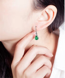 Emerald Gemstone Green Crystal Dangle Drop Earrings Zircon Diamonds