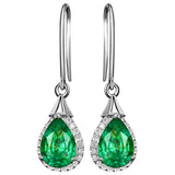 Emerald Gemstone Green Crystal Dangle Drop Earrings Zircon Diamonds