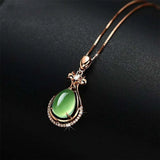 Emerald Necklace Green Gemstones Crystal Pendant Diamond Vintage Jewelry