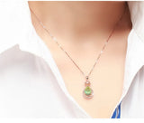 Emerald Necklace Green Gemstones Crystal Pendant Diamond Vintage Jewelry