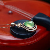 Emerald Necklace Green Gemstones Crystal Pendant Diamond Vintage Jewelry