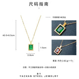 Emerald Zircon Perfume Bottle Pendant Necklace Steel Plated