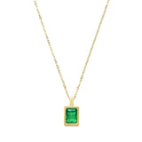 Emerald Zircon Perfume Bottle Pendant Necklace Steel Plated