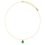 Emerald Zircon Perfume Bottle Pendant Necklace Steel Plated