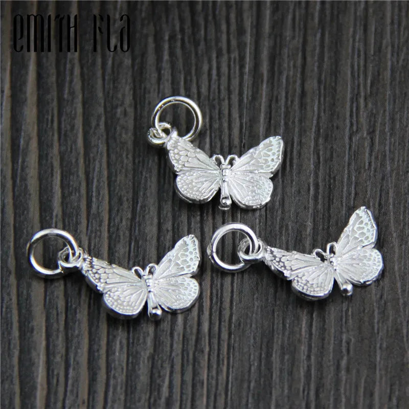925 Sterling Silver Butterfly Necklace Pendant DIY Jewelry