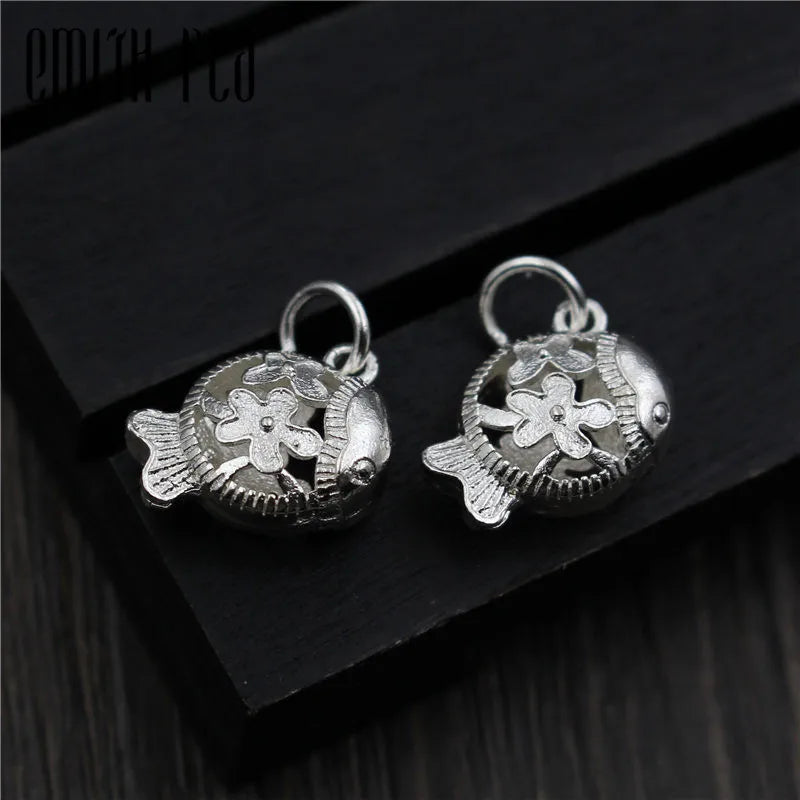 925 Sterling Silver Fish Small Pendant for Bracelet Necklace DIY