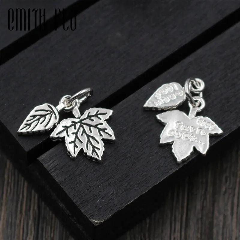 925 Sterling Silver Leaf Charm Pendant for Jewelry Making