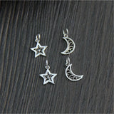 925 Sterling Silver Moon & Stars Charm for Bracelet DIY Jewelry Making