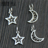 925 Sterling Silver Moon & Stars Charm for Bracelet DIY Jewelry Making