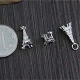 925 Sterling Silver Tower Charm for Bracelet Necklace DIY Pendant