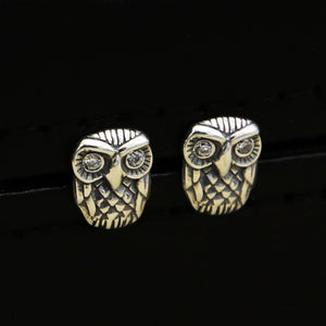 Emith Fla Owl Shaped 925 Silver Ear Studs Earrings