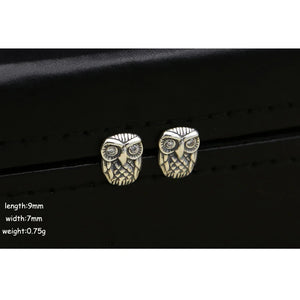Emith Fla Owl Shaped 925 Silver Ear Studs Earrings