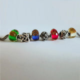 Emith Fla 925 Sterling Silver Charm Beads Round Sand Lampwork Beads