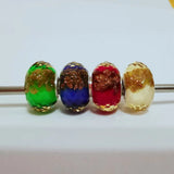 Emith Fla 925 Sterling Silver Charm Beads Round Sand Lampwork Beads