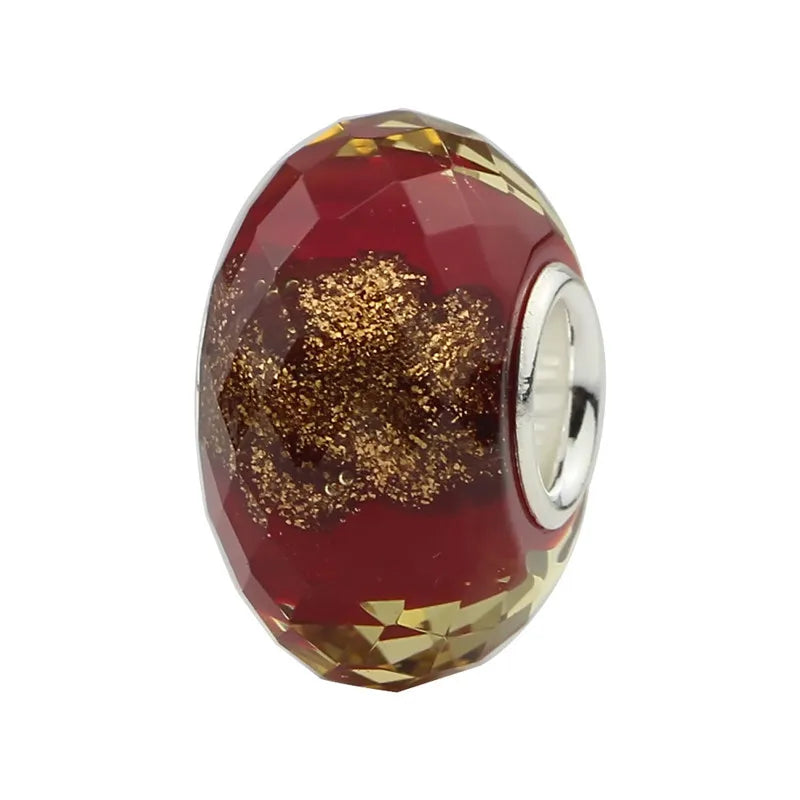Emith Fla 925 Sterling Silver Charm Beads Round Sand Lampwork Beads