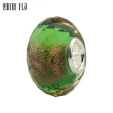 Emith Fla 925 Sterling Silver Charm Beads Round Sand Lampwork Beads