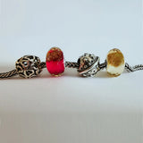Emith Fla 925 Sterling Silver Charm Beads Round Sand Lampwork Beads