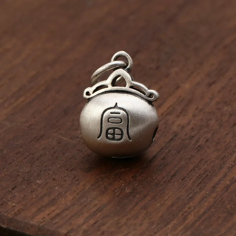 Emith Fla 925 Silver Bell Pendant Ethnic Vintage Punk Rock Necklace