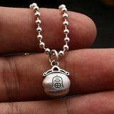 Emith Fla 925 Silver Bell Pendant Ethnic Vintage Punk Rock Necklace