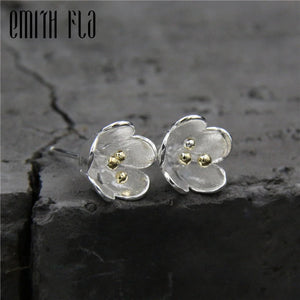 Emith Fla 925 Silver Flower Buds Stud Earrings for Women