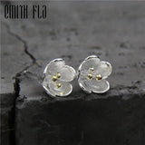 Emith Fla 925 Silver Flower Buds Stud Earrings for Women