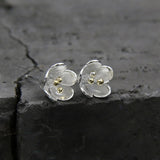 Emith Fla 925 Silver Flower Buds Stud Earrings for Women