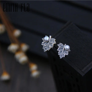 Emith Fla Maple Leaf Silver Stud Earrings