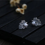 Emith Fla Maple Leaf Silver Stud Earrings