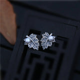 Emith Fla Maple Leaf Silver Stud Earrings