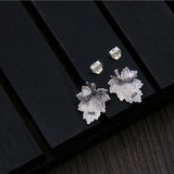 Emith Fla Maple Leaf Silver Stud Earrings for Women