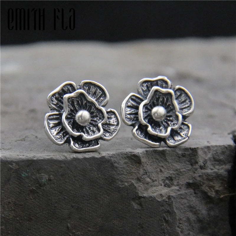 Emith Fla 925 Sterling Sliver Rose Flower Stud Earring