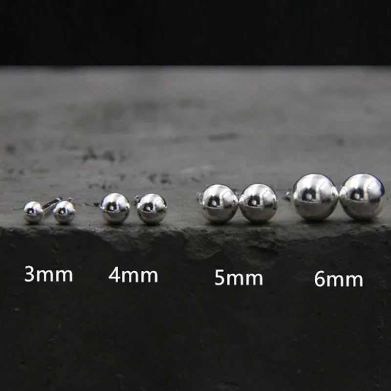 Emith Fla 925 Sterling Silver Ball Stud Earrings for Women