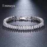 Leaf-Shape CZ Wedding Bracelet for Women Party Gift