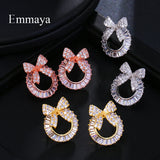 Rose CZ Bowknot Stud Earrings for Party Wedding