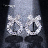 Rose CZ Bowknot Stud Earrings for Party Wedding