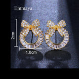 Rose CZ Bowknot Stud Earrings for Party Wedding