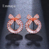 Rose CZ Bowknot Stud Earrings for Party Wedding