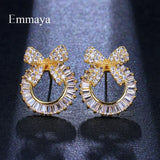 Rose CZ Bowknot Stud Earrings for Party Wedding