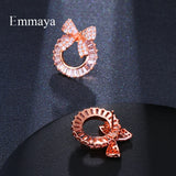 Rose CZ Bowknot Stud Earrings for Party Wedding