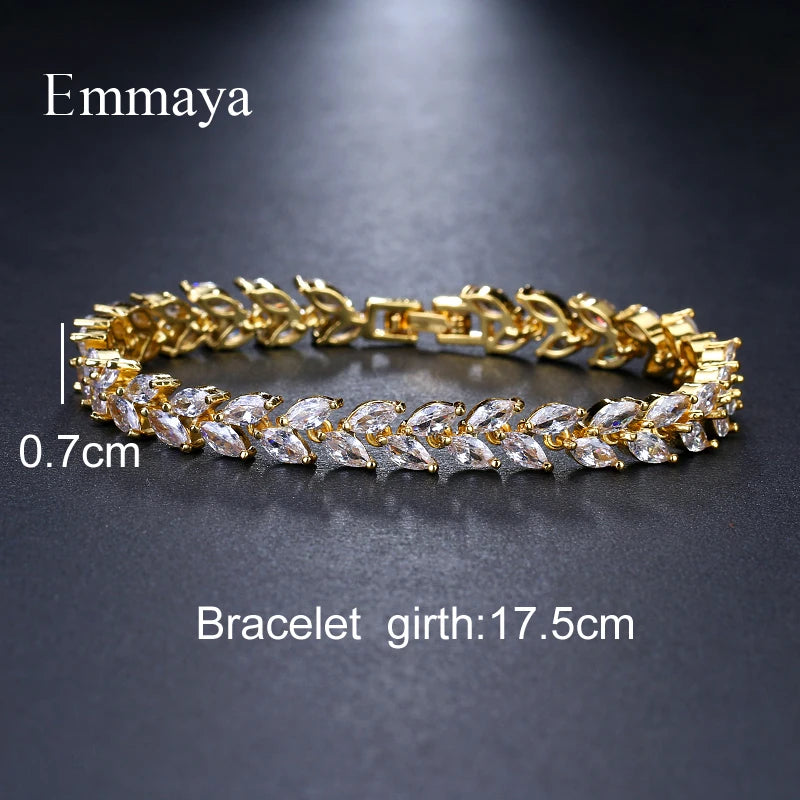 Cubic Zircon Leaf Bracelet Elegant Wedding Party Gift