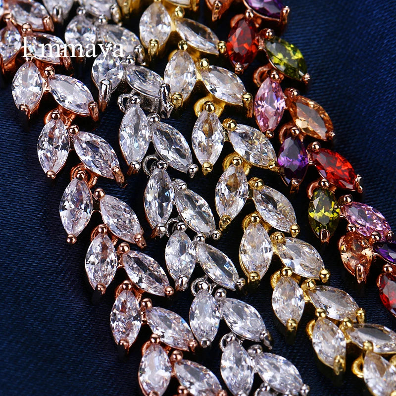 Cubic Zircon Leaf Bracelet Elegant Wedding Party Gift