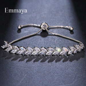 Cubic Zircon Leaf Bracelet Elegant Wedding Party Gift