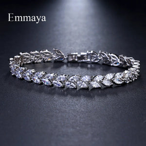 Cubic Zircon Leaf Bracelet Elegant Wedding Party Gift