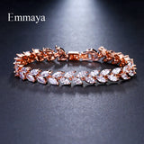 Cubic Zircon Leaf Bracelet Elegant Wedding Party Gift
