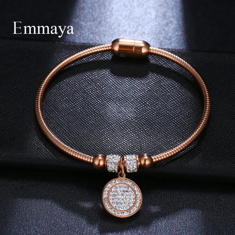 Cubic Zircon Bangle Rosegold Pendant Bracelet Women