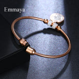 Cubic Zircon Bangle Rosegold Pendant Bracelet Women