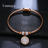 Cubic Zircon Bangle Rosegold Pendant Bracelet Women