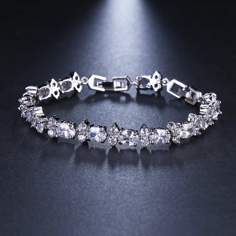 Zircon Charm Bracelet Bangle Crystal Strand Bracelet For Women Wedding